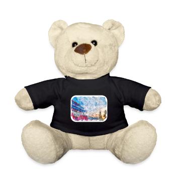 China Landmark Watercolor Sketch Paint Illustratio - Teddy Bear - black - Front
