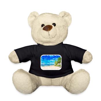 Maldives Watercolor Sketch Hand Drawn Illustration - Teddy Bear - black - Front