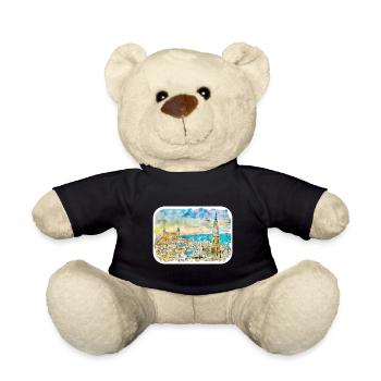 Spain Watercolor Sketch Hand Drawn Illustration - Teddy Bear - black - Front