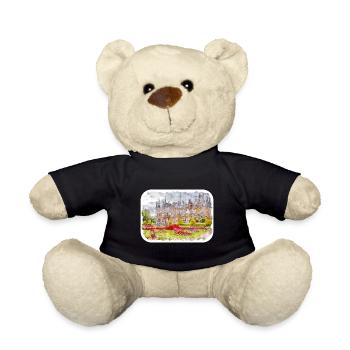 England UK Aquarell Skizze gezeichnete Illustration - Teddy - Schwarz - Vorne