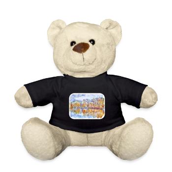 Amsterdam Netherlands Watercolor Sketch Drawn Pain - Teddy Bear - black - Front