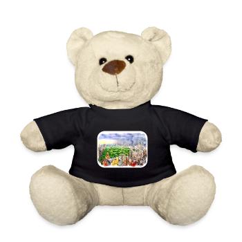 New York USA Aquarell Skizze Malerei Zeichnung - Teddy - Schwarz - Vorne