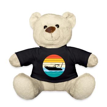 Rc Boat Racing Electric Powerboat Vintage Retro - Teddy Bear - black - Front