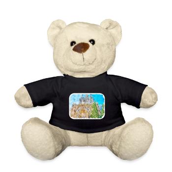 Spain Watercolor Sketch Hand Drawn Illustration - Teddy Bear - black - Front