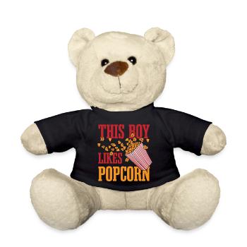 Un garçon aime le pop-corn et les films mangeant - Nounours - noir - Devant