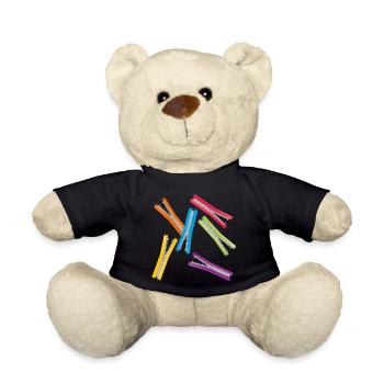 geöffnete Reißverschlüsse mit bunten Bänder - Teddy - Schwarz - Vorne