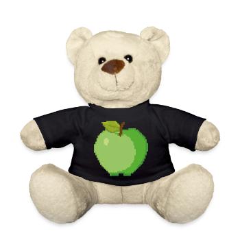 Retro Pixel Green Apple - Teddy Bear - black - Front