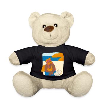 Il est temps de se détendre. Femme sur la plage avec un livre - Nounours - noir - Devant