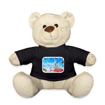 Paris Frankreich Aquarellskizze Gezeichnete Illustration - Teddy - Schwarz - Vorne