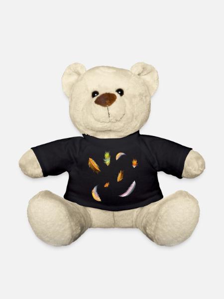 zarte kunterbunte Federn Symbol der Leichtigkeit - Teddy - Schwarz