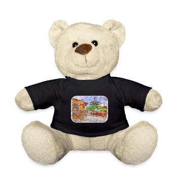 Kyoto Japan Watercolor Sketch Painting Illustratio - Teddy Bear - black - Front