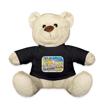 Copenhague Danemark Aquarelle Esquisse Dessinée Paintin - Nounours - noir - Devant