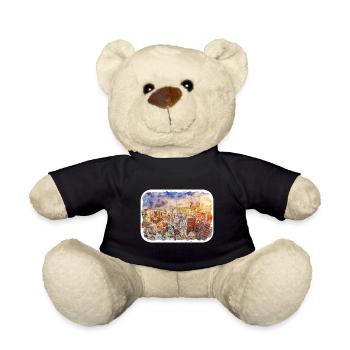 New York Usa Watercolor Sketch Drawing - Teddy Bear - black - Front