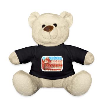 Jaipur India Watercolor Sketch Drawn Painting - Teddy Bear - black - Front