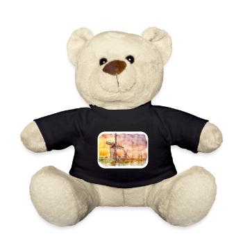 Pays-Bas Aquarelle Esquisse Dessinée Illustration - Nounours - noir - Devant