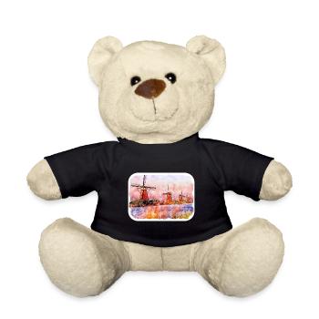 Europa Aquarellskizze Handgezeichnete Illustration - Teddy - Schwarz - Vorne