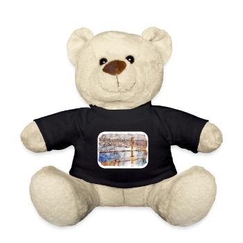 San Francisco Usa Watercolor Sketch Painting - Teddy Bear - black - Front