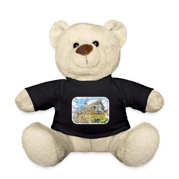 Uk Landmark Watercolor Sketch Painting Illustratio - Teddy Bear - black - Front