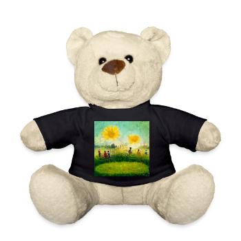 Fröhliche Kinder Spielen auf der Wiese gemalt - Teddy - Schwarz - Vorne