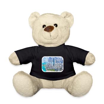 Chicago USA Aquarell Skizze gezeichnete Illustration - Teddy - Schwarz - Vorne