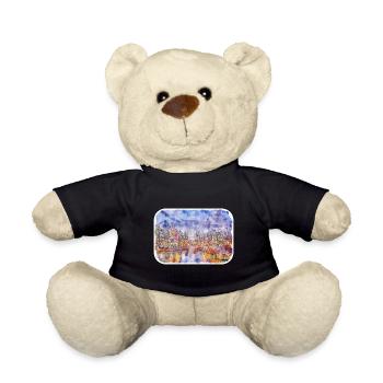 Amsterdam Niederlande Aquarellskizze Zeichnung - Teddy - Schwarz - Vorne