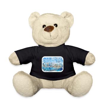 New York USA Aquarell Skizze Malerei Zeichnung - Teddy - Schwarz - Vorne