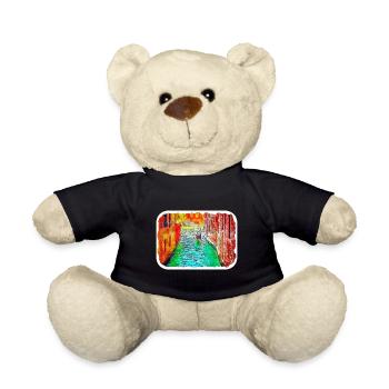 Venice Italy Watercolor Sketch Drawn Illustration - Teddy Bear - black - Front