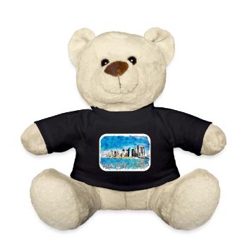 New York Usa Watercolor Sketch Drawing - Teddy Bear - black - Front