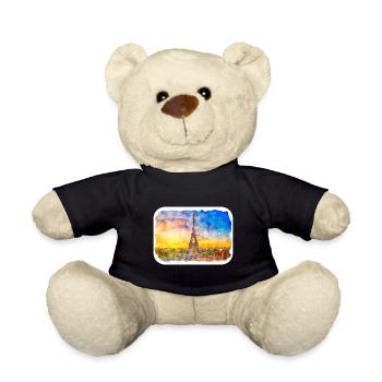 Paris Frankreich Aquarellskizze Gezeichnete Illustration - Teddy - Schwarz - Vorne