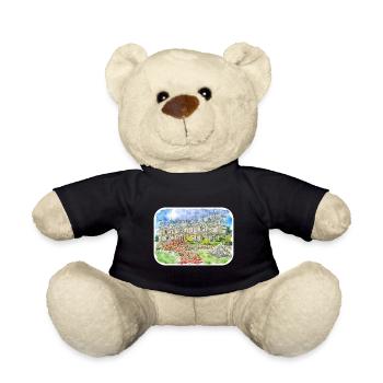 England UK Watercolor Sketch Drawn Illustration - Teddy Bear - black - Front