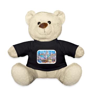 Uk Landmark Watercolor Sketch Painting Illustratio - Teddy Bear - black - Front