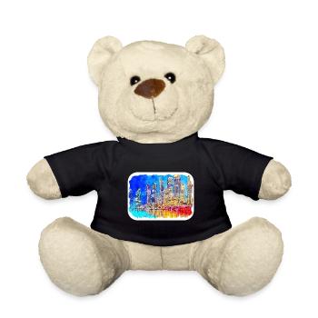 Singapore Watercolor Sketch Hand Drawn Painting - Teddy Bear - black - Front