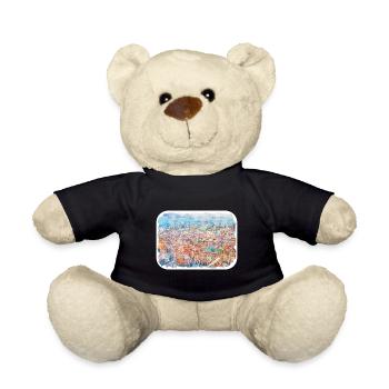 Bologna Italy Watercolor Sketch Illustration - Teddy Bear - black - Front