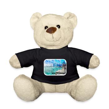 Chicago USA Aquarell Skizze gezeichnete Illustration - Teddy - Schwarz - Vorne