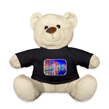 Amsterdam Niederlande Aquarellskizze Zeichnung - Teddy - Schwarz - Vorne