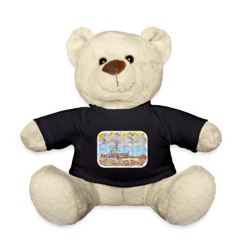 Toskana Italien Aquarellskizze Gezeichnete Illustration - Teddy - Schwarz - Vorne