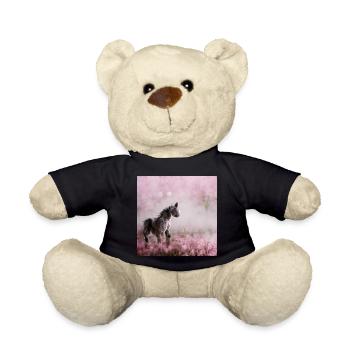 Baby Horse Pink Grey Jumping - Teddy Bear - black - Front