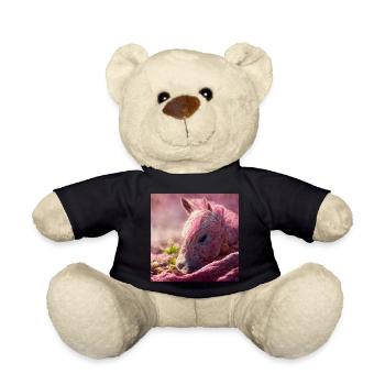 Baby Pferd liegt auf dem Boden Rosa III - Teddy - Schwarz - Vorne