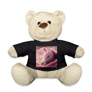 Baby Pferd liegt auf dem Boden Rosa V - Teddy - Schwarz - Vorne