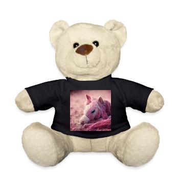 Baby Pferd liegt auf dem Boden Rosa - Teddy - Schwarz - Vorne