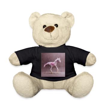 Baby Horse Pink Grey Jumping - Teddy Bear - black - Front