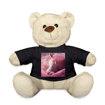 Baby Pferd liegt auf dem Boden Rosa II - Teddy - Schwarz - Vorne