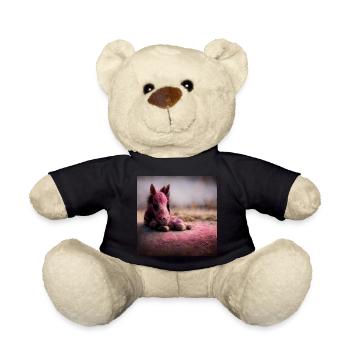 Baby Pferd liegt auf dem Boden Rosa IV - Teddy - Schwarz - Vorne