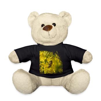 Bee on rapeseed blossom - Teddy Bear - black - Front