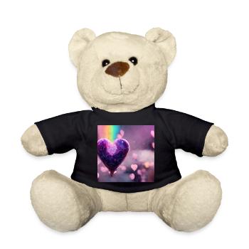 Purple Rainbow Heart - Teddy Bear - black - Front