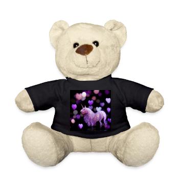 Lila Einhorn mit Herzen - Teddy - Schwarz - Vorne