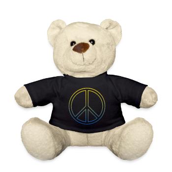 World Peace Symbol Welt Frieden Ukraine Russland - Teddy - Schwarz - Vorne