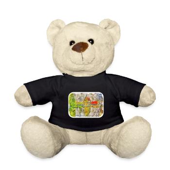 Europa Aquarellskizze Handgezeichnete Illustration - Teddy - Schwarz - Vorne