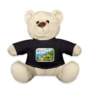 Italy Watercolor Sketch Hand Drawn Illustration - Teddy Bear - black - Front
