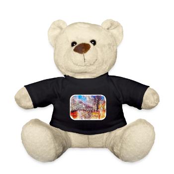 Amsterdam Niederlande Aquarellskizze Zeichnung - Teddy - Schwarz - Vorne